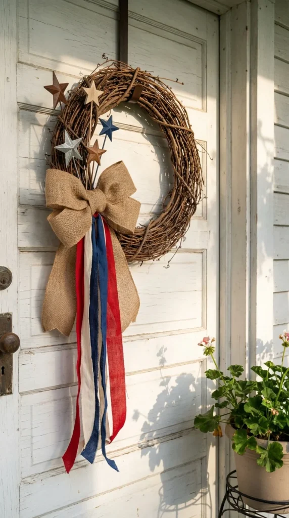 Patriotic wreath front door decor