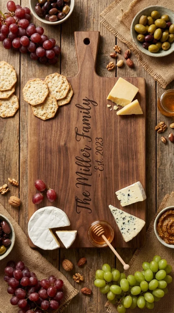 Personalized engraved couple cutting board