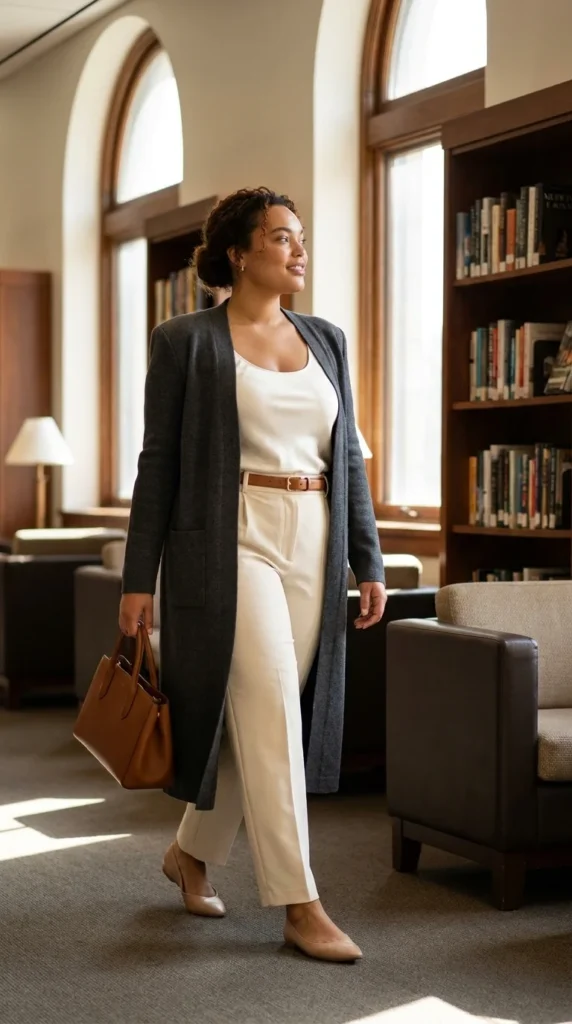 Plus size blazer outfits for work longline cardigan