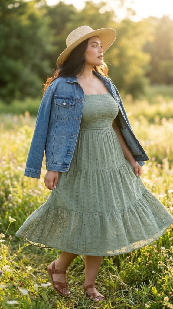 Plus size boho spring sundress outfit
