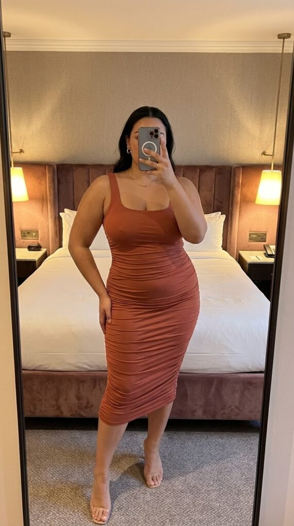 Plus size date night spring dress outfit