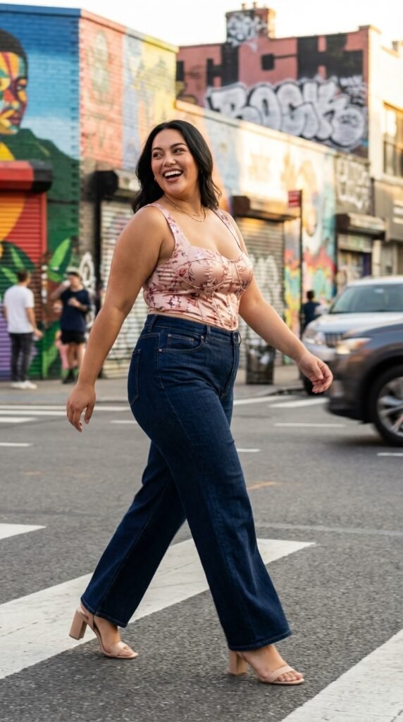 Plus size floral corset top spring outfit