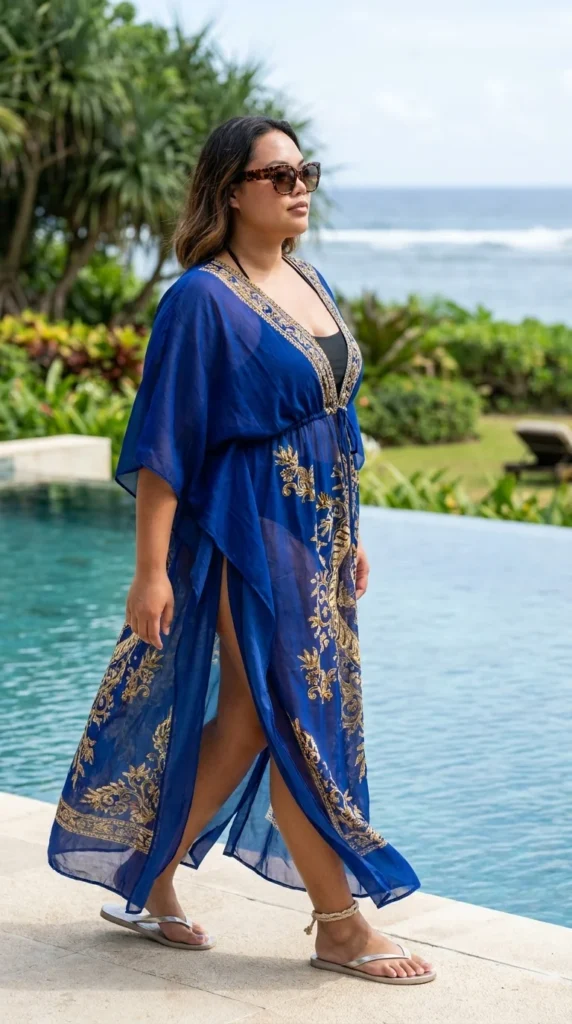 Plus size kaftan beach dress poolside