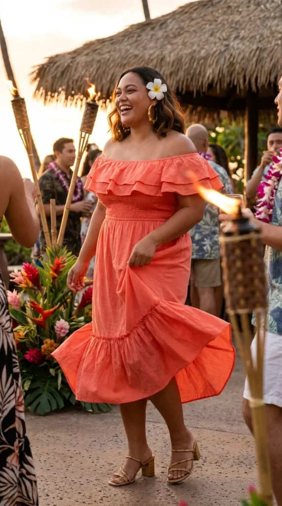 Plus size luau outfit ruffle dress