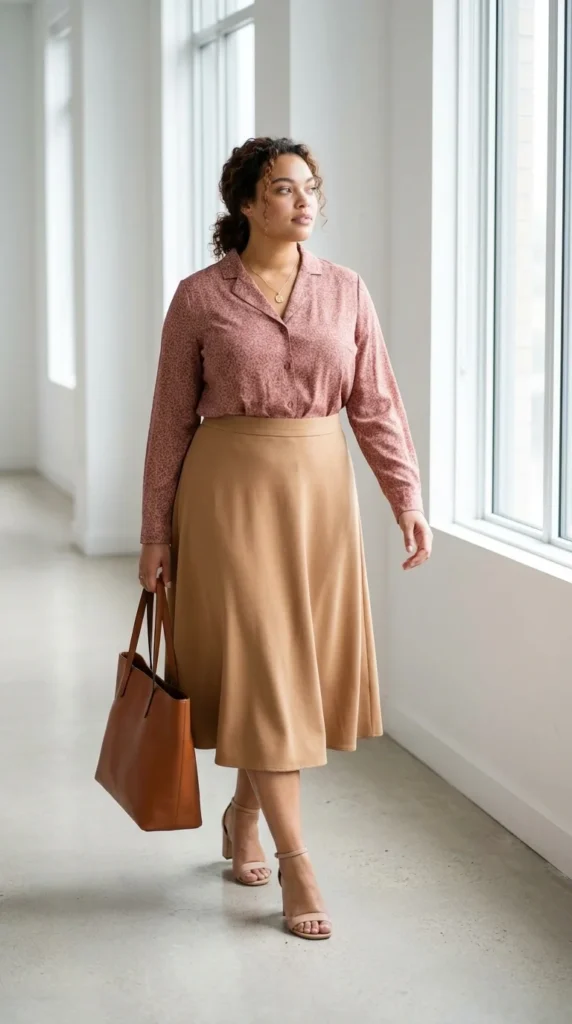 Plus size pencil skirt outfit A-line midi