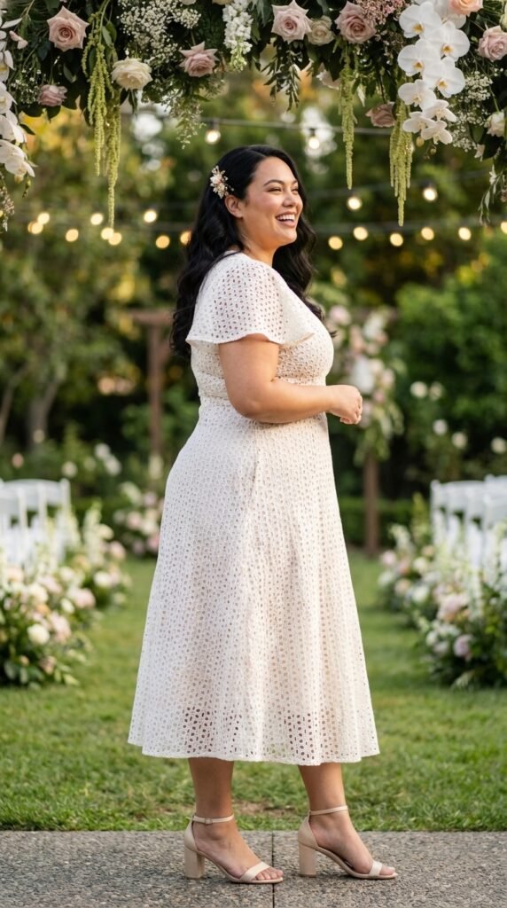 Plus size spring wedding guest dress outfit