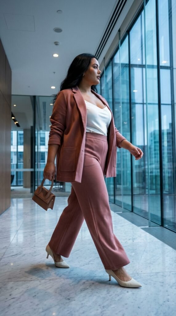 Plus size spring work outfit blazer set