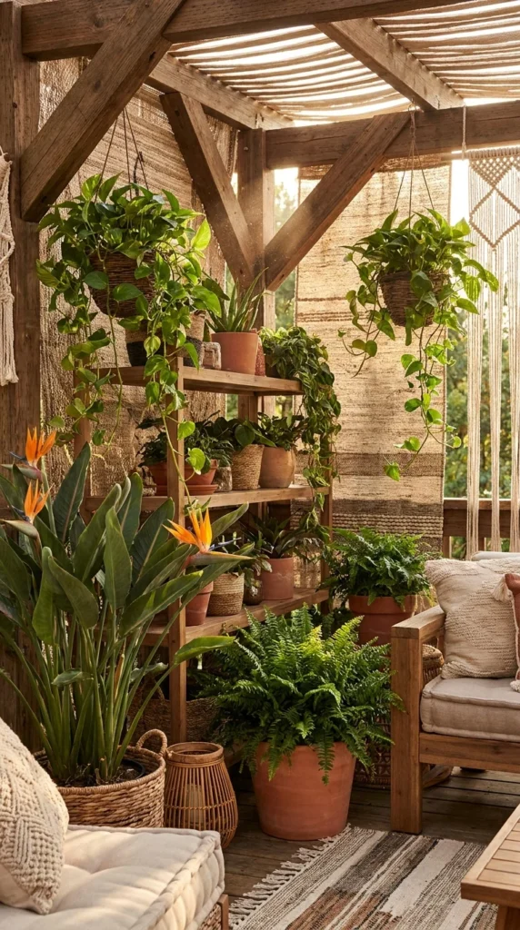 Potted plants outdoor pavilion