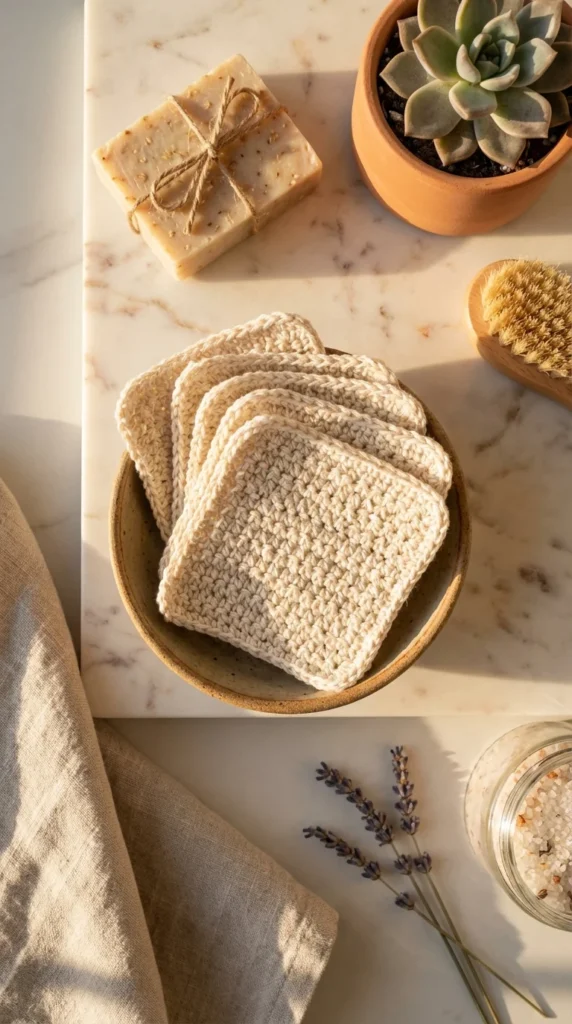 Reusable crochet face scrubbies organic cotton