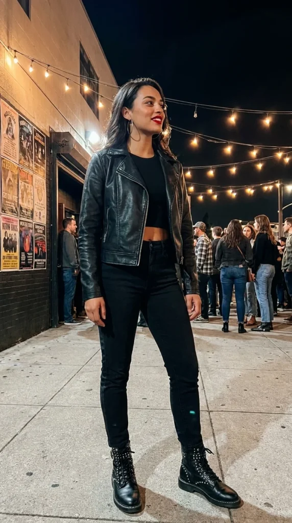 Rocker chic outfit women concert