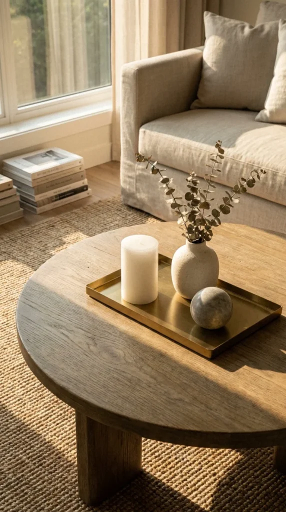 Round coffee table tray styling ideas