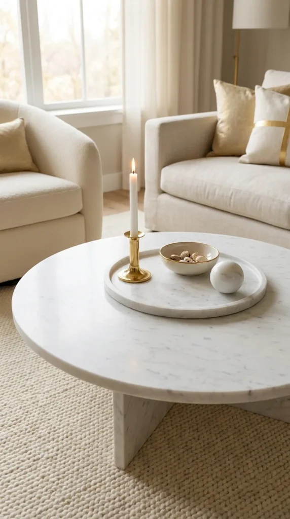 Round marble coffee table decor