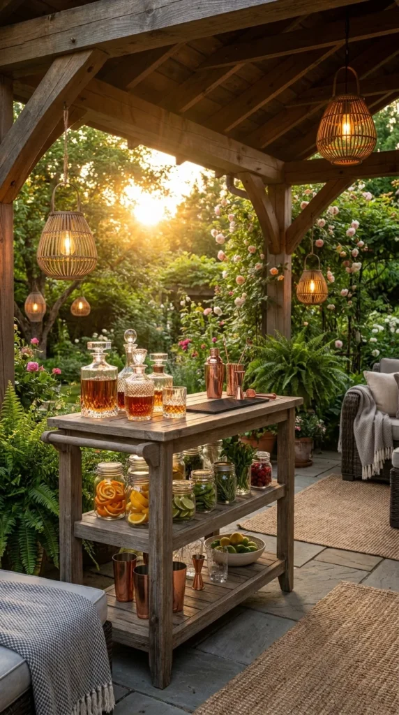 Rustic pavilion bar decor