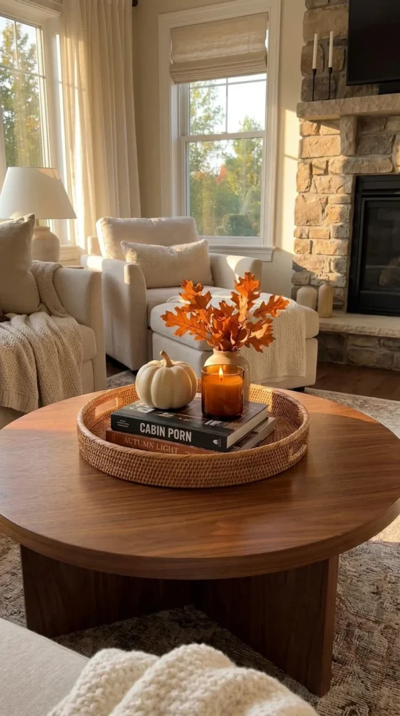 Seasonal round coffee table decor ideas