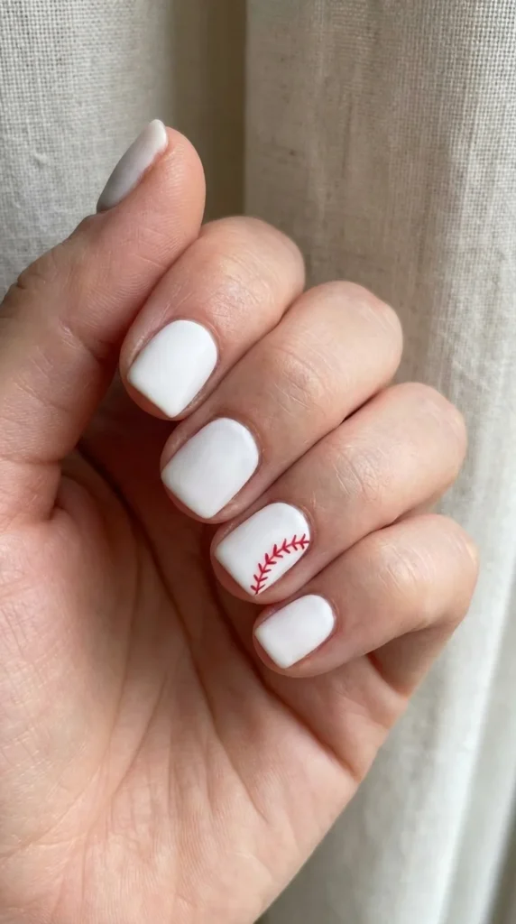 Simple short baseball nail ideas