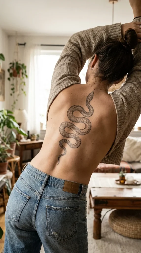 Snake spine tattoo women dark feminine