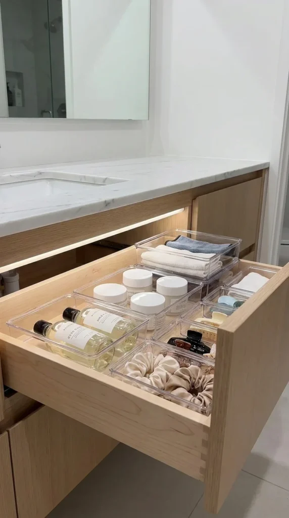 Stackable drawer organizers bathroom vanity