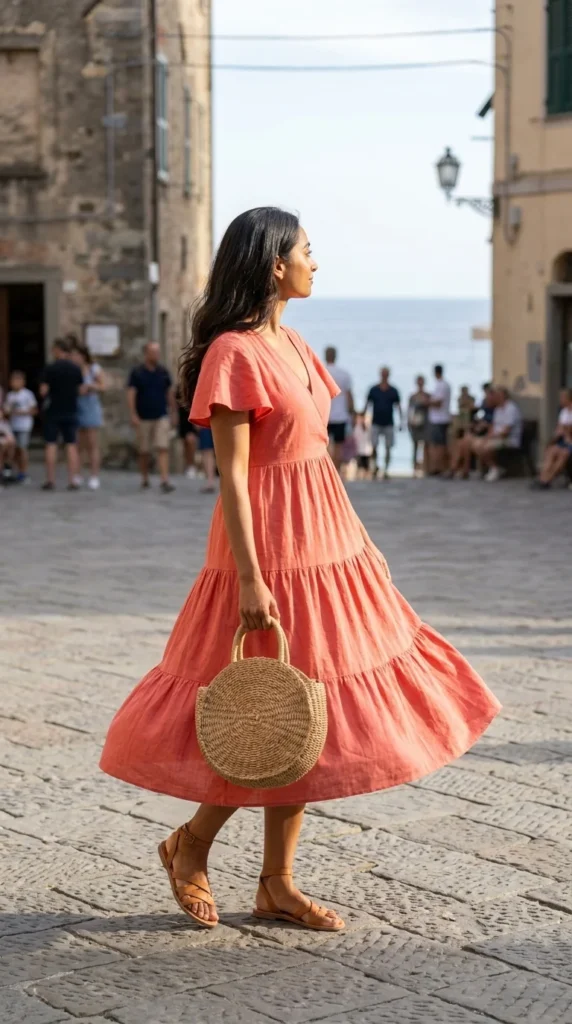 Summer vacation floral midi dress