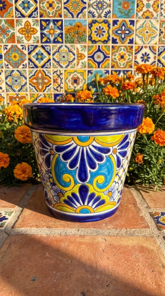 Talavera folk art painted pot