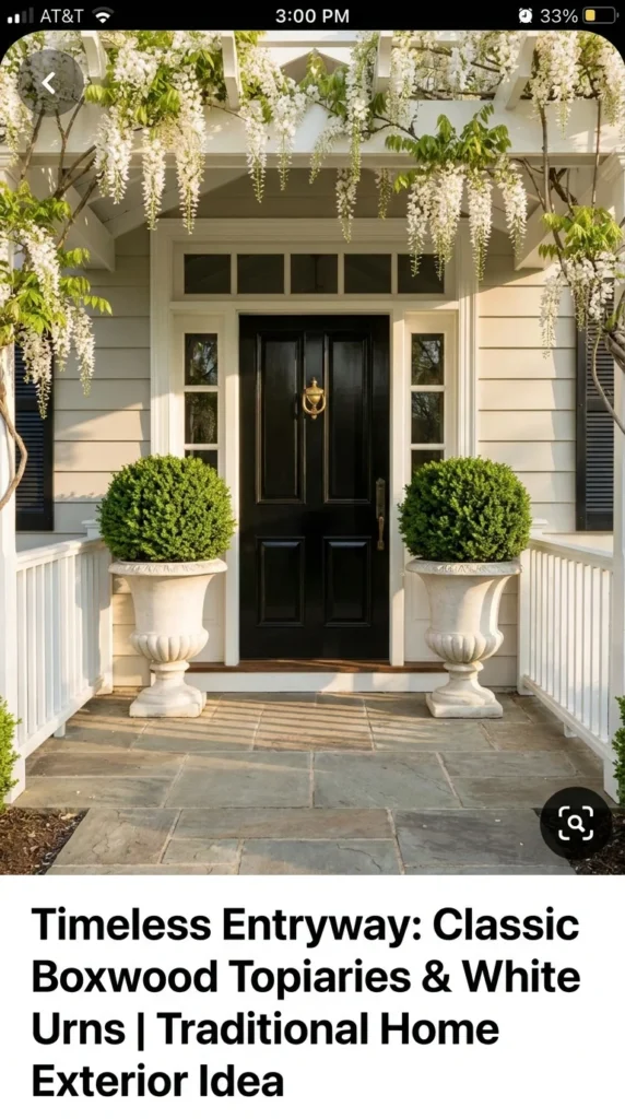 Tall Boxwood Topiaries in Matching Urns
