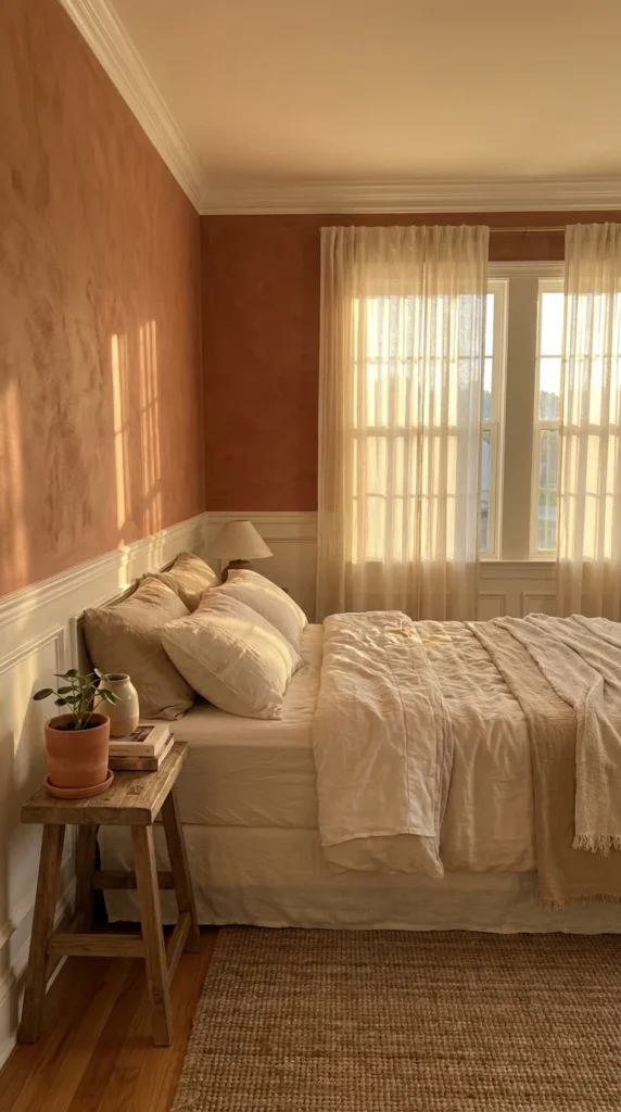 Terracotta cozy bedroom wall