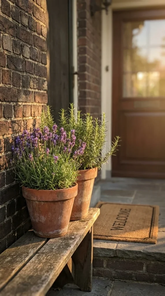 Terracotta pots front porch