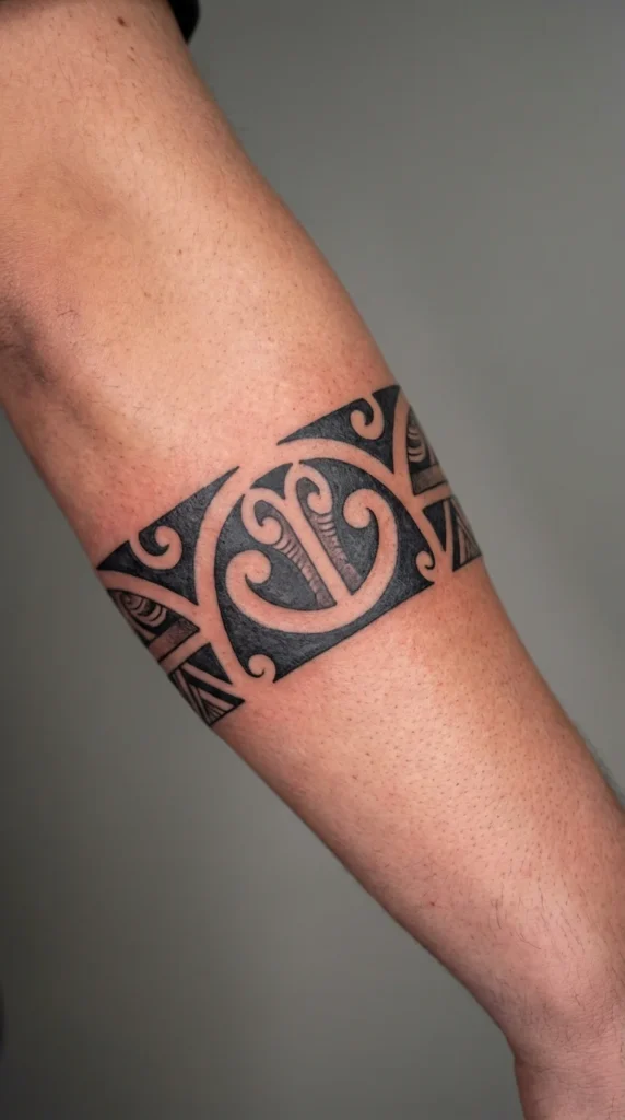 Tribal armband forearm tattoo Maori