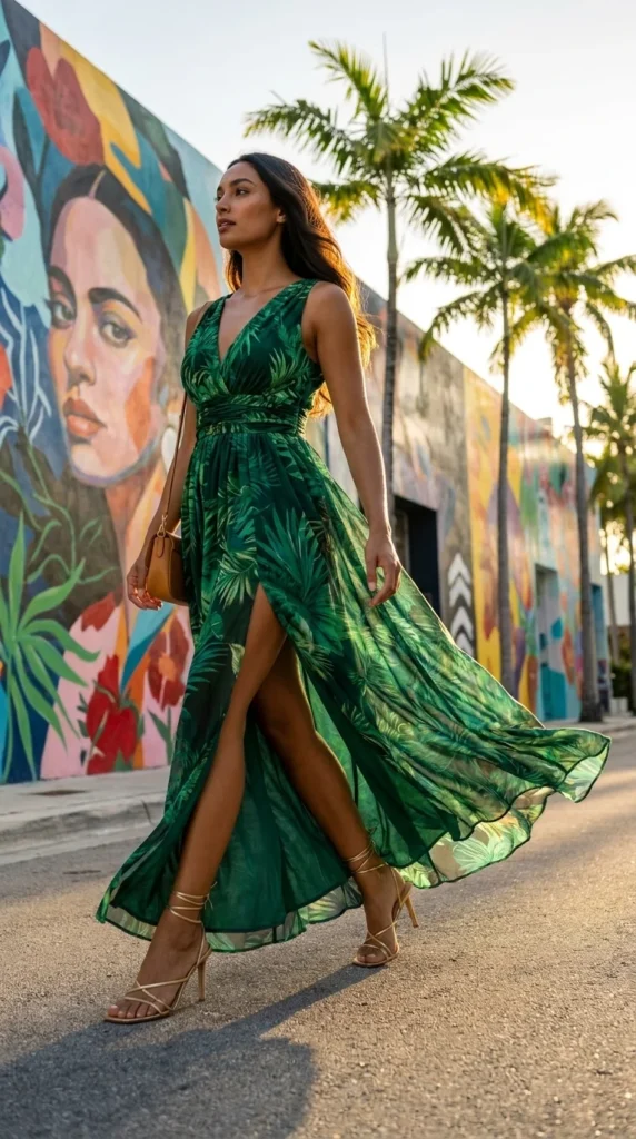Tropical print maxi dress Miami