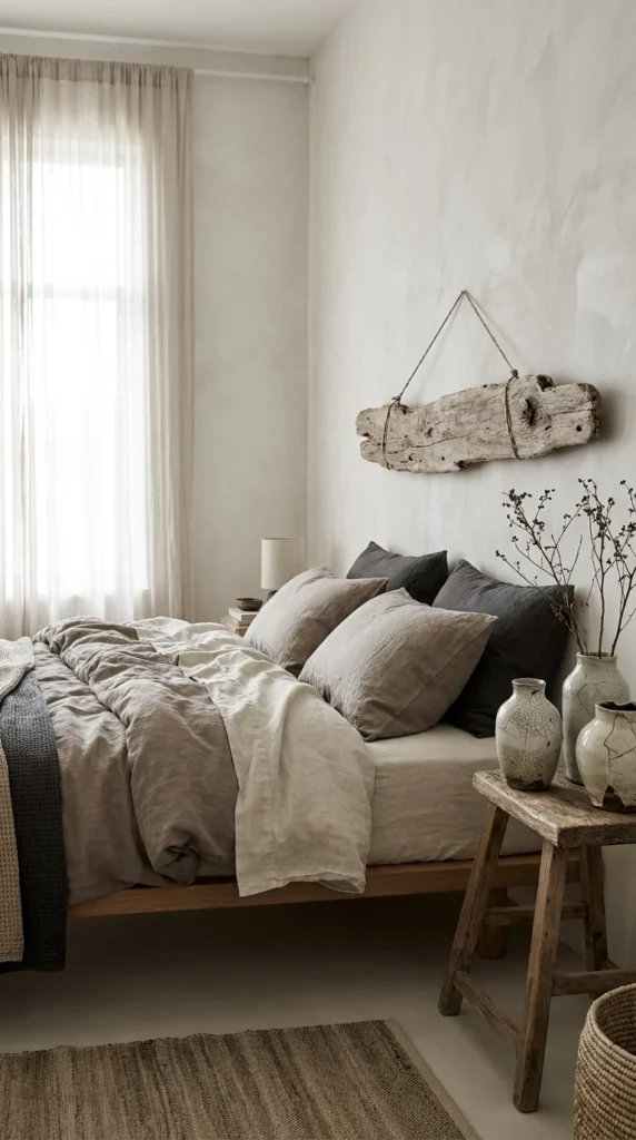 Wabi-sabi earthy bedroom