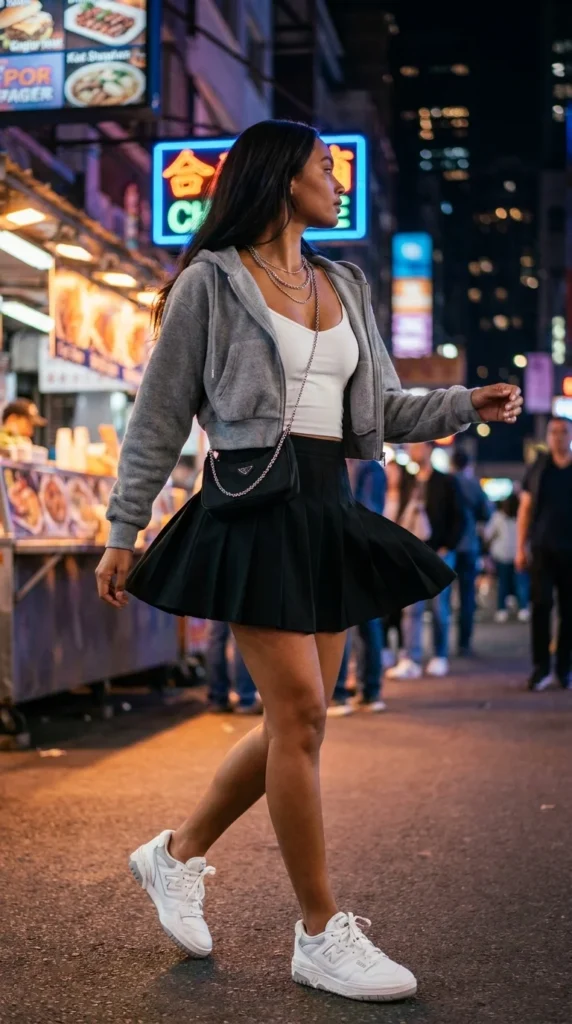 Y2K mini skirt hoodie baddie outfit