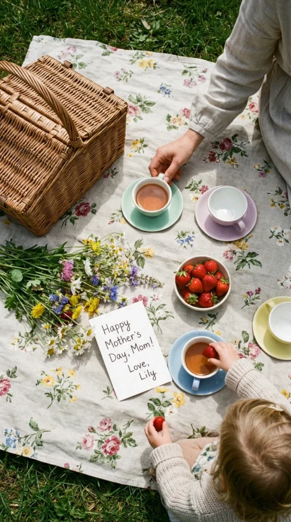 backyard Mother's Day photoshoot flat lay