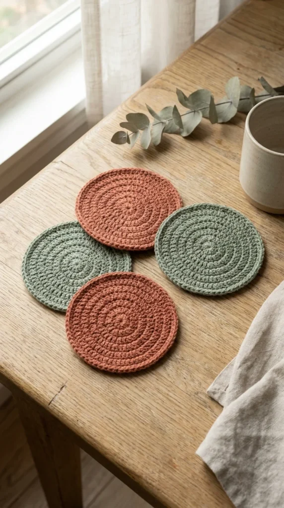 beginner crochet coasters cotton yarn