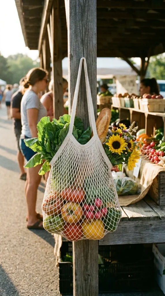 beginner crochet market bag mesh pattern