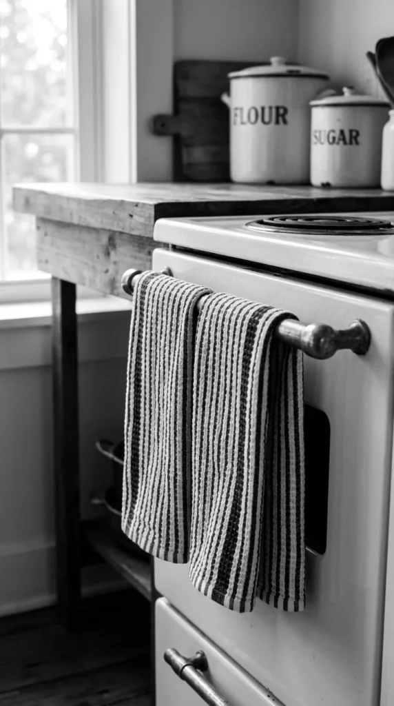 black white kitchen towels accessories