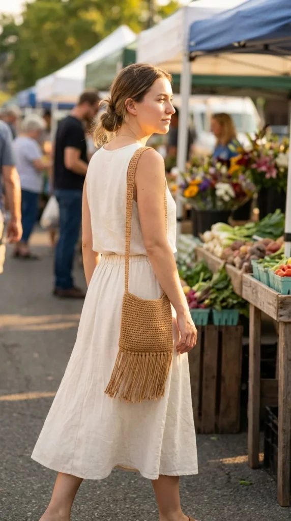 boho crochet fringe bag