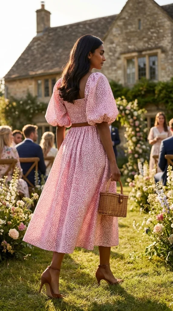 cottagecore floral puff sleeve dress