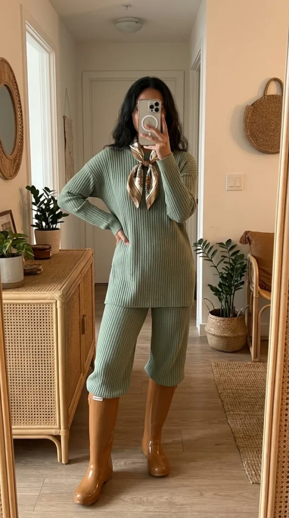 cozy spring rainy day outfit matching set