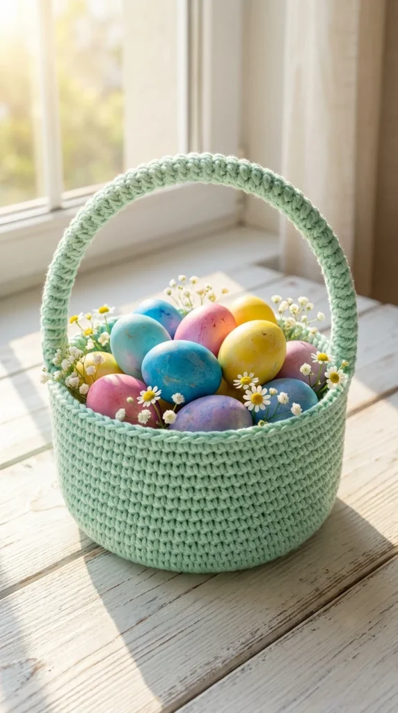 crochet Easter basket for kids handmade