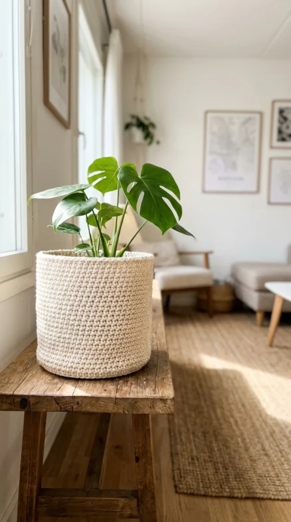 crochet plant pot cover beginner home décor