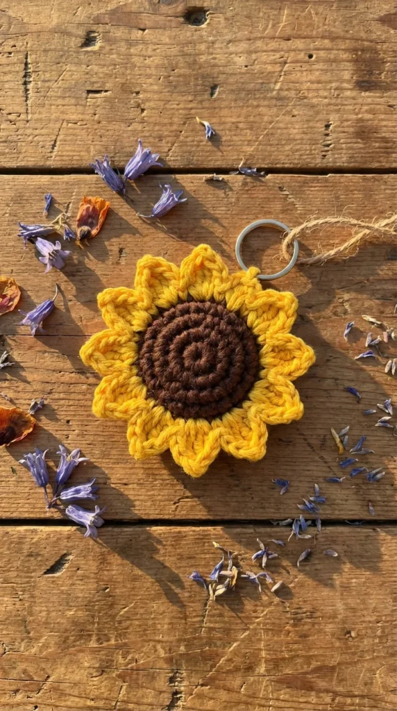 crochet sunflower keychain easy