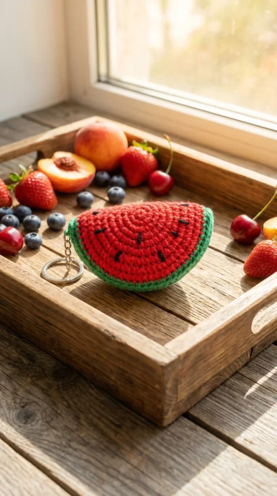 crochet watermelon keychain idea