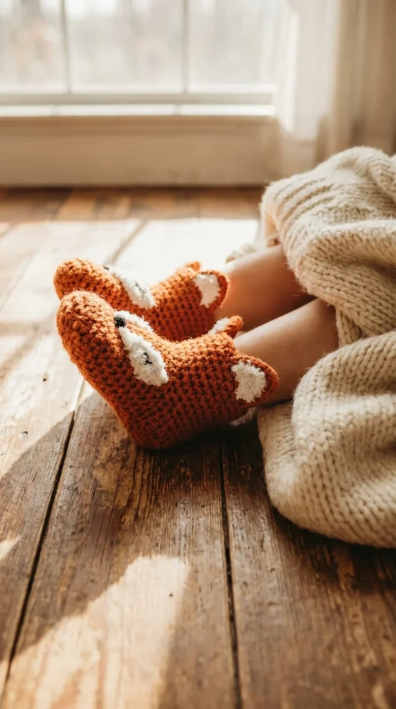 crochet wearables for children fox socks