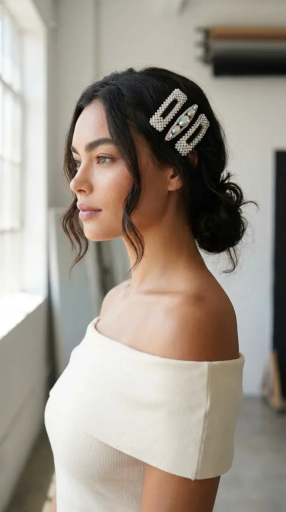 crystal hair clips sparkle aesthetic