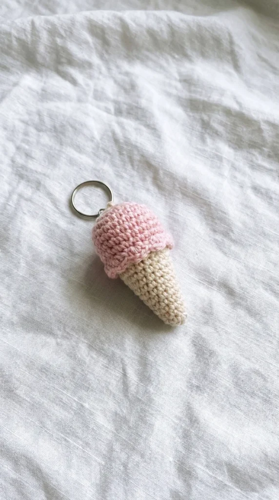 cute crochet ice cream keychain