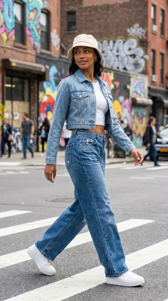 denim on denim NYC street style outfit