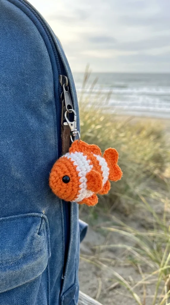 easy crochet fish keychain