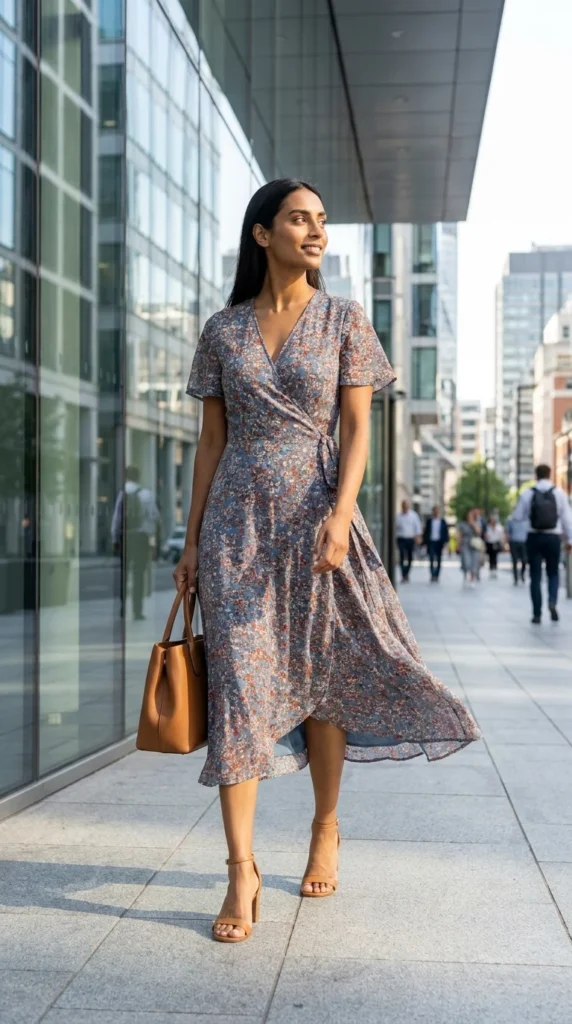 floral wrap dress summer office women
