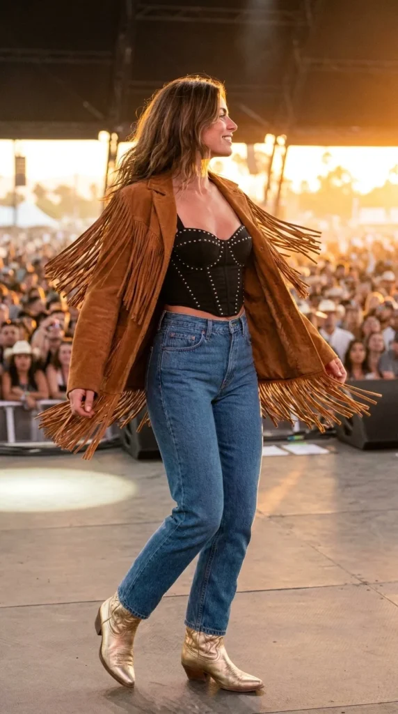 fringe jacket corset festival cowgirl chic
