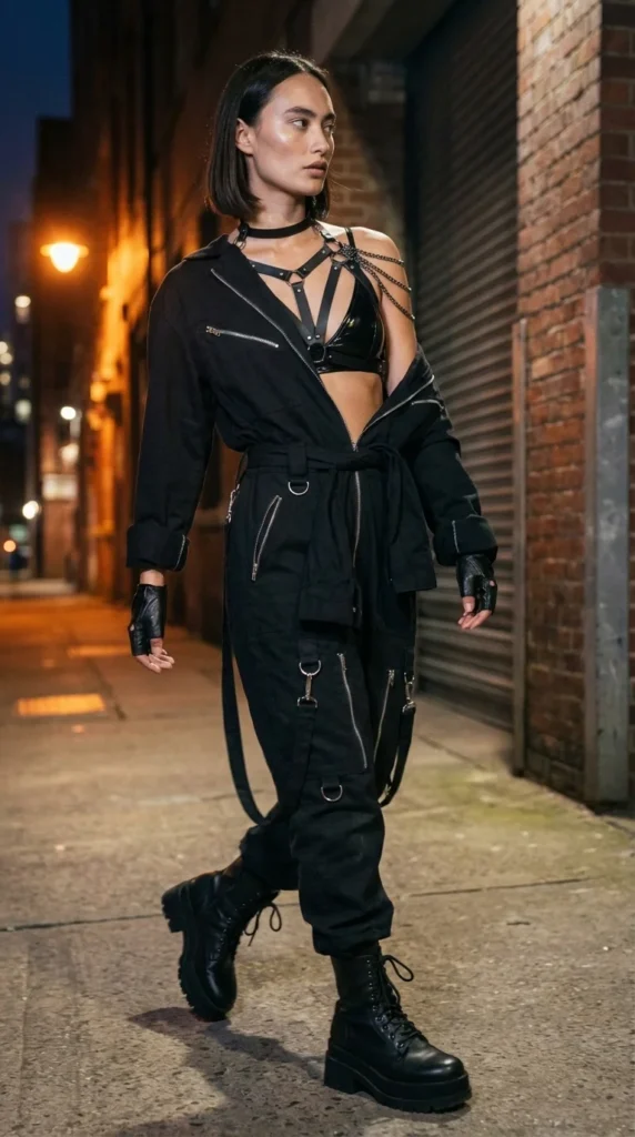 industrial goth rave outfit