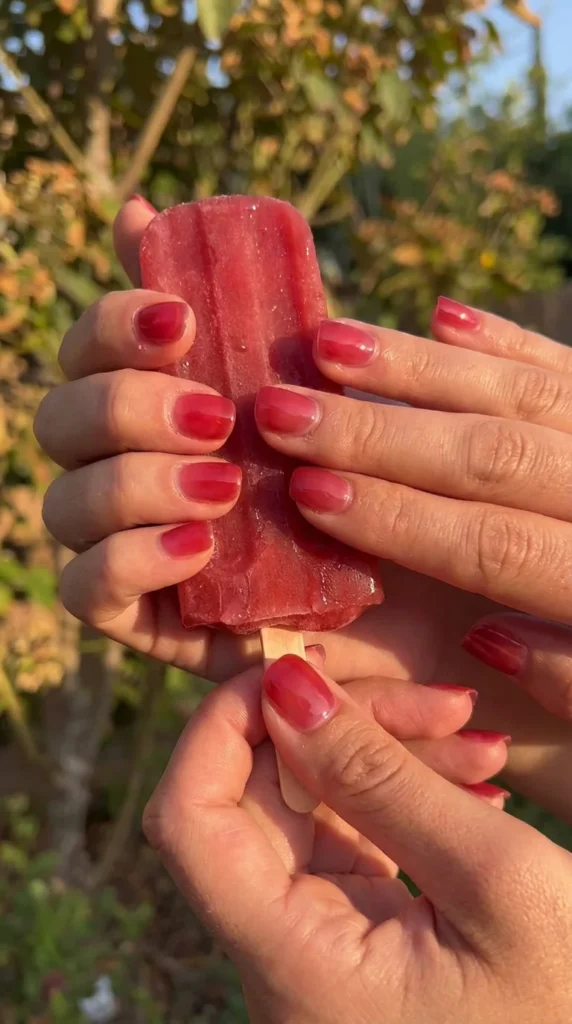 jelly red Fourth of July nails